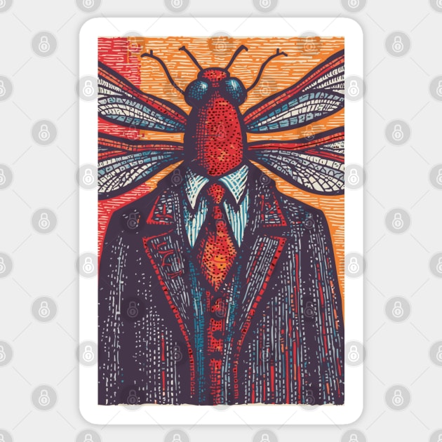 Surreal Dragonfly Head in Corporate Attire Artistic Design Sticker by TuncGK